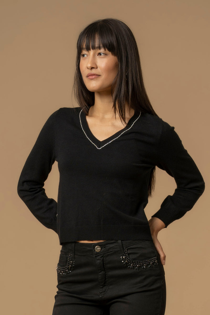 Pull manches longues à col V - Pull  M/L JORINDA