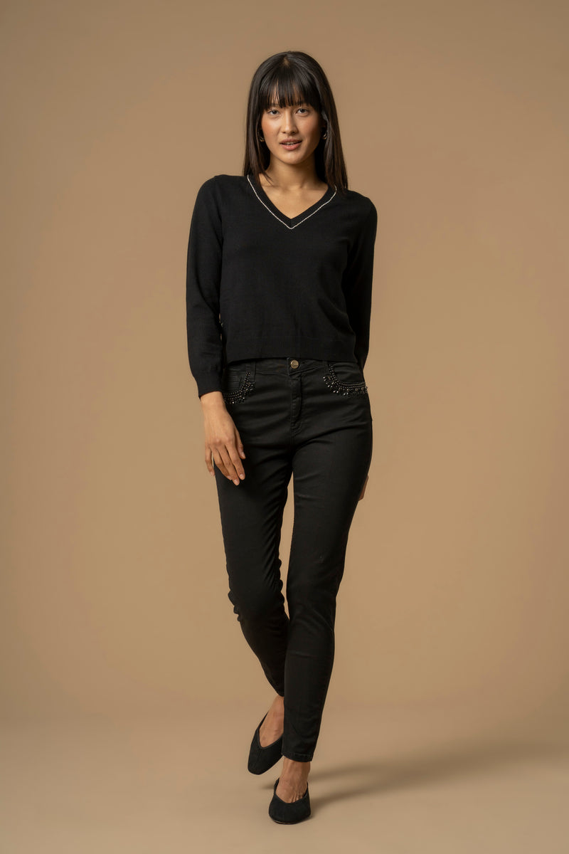 Pull manches longues à col V - Pull  M/L JORINDA