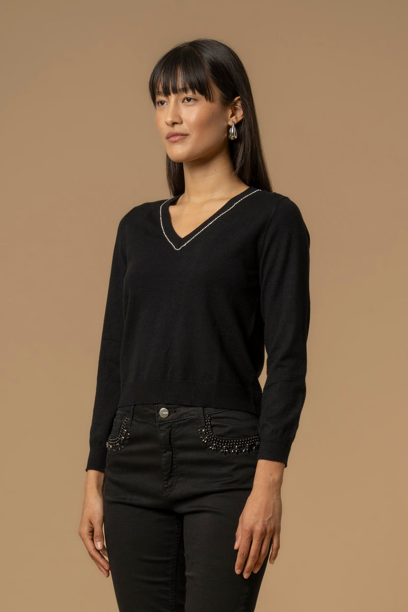 Pull manches longues à col V - Pull  M/L JORINDA