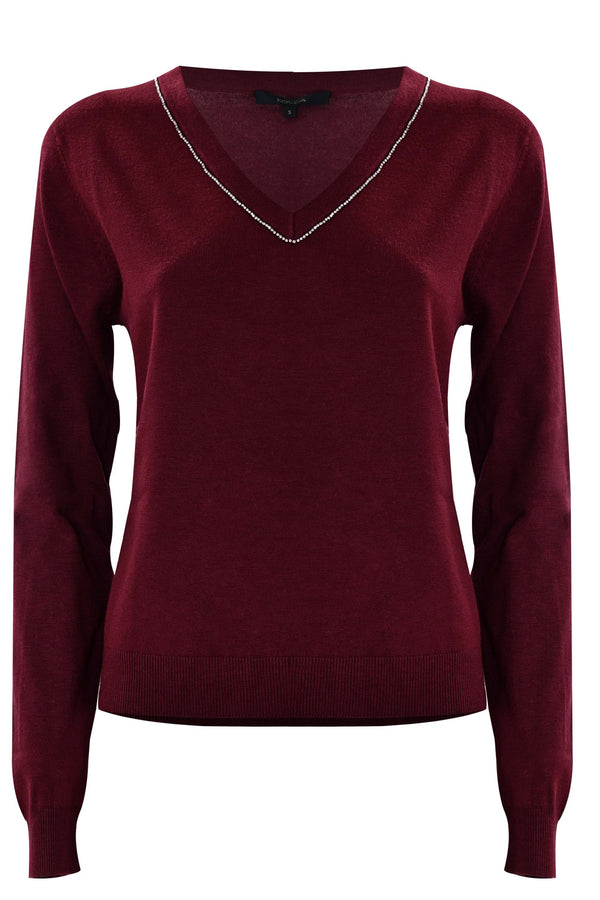 Maglia con scollo a V e strass - Maglia M/L Jorinda