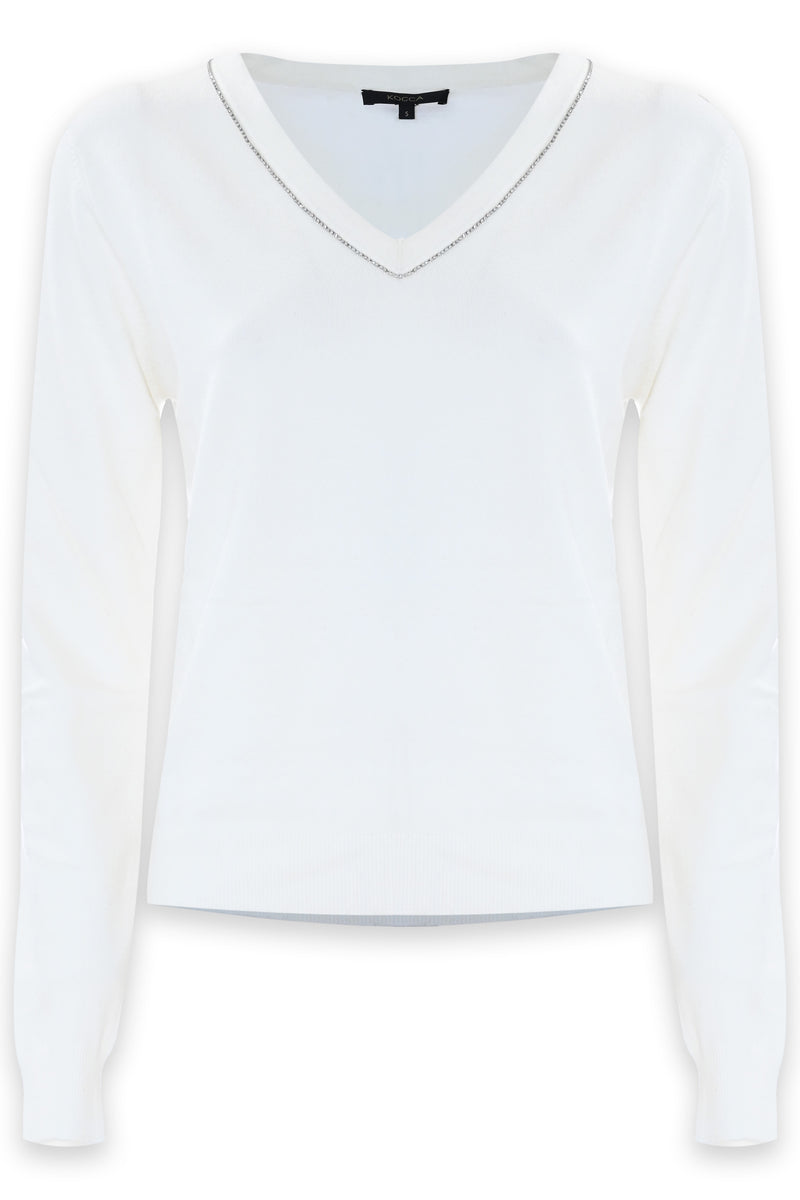 Maglia con scollo a V e strass - Maglia M/L Jorinda