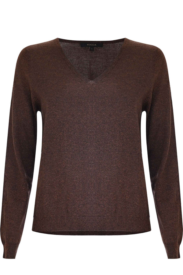 Classic stylish v neck long sleeved sweater - Sweater MASSIMA