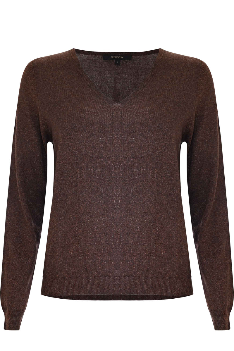 Camiseta básica de punto escote en pico - Camiseta MASSIMA