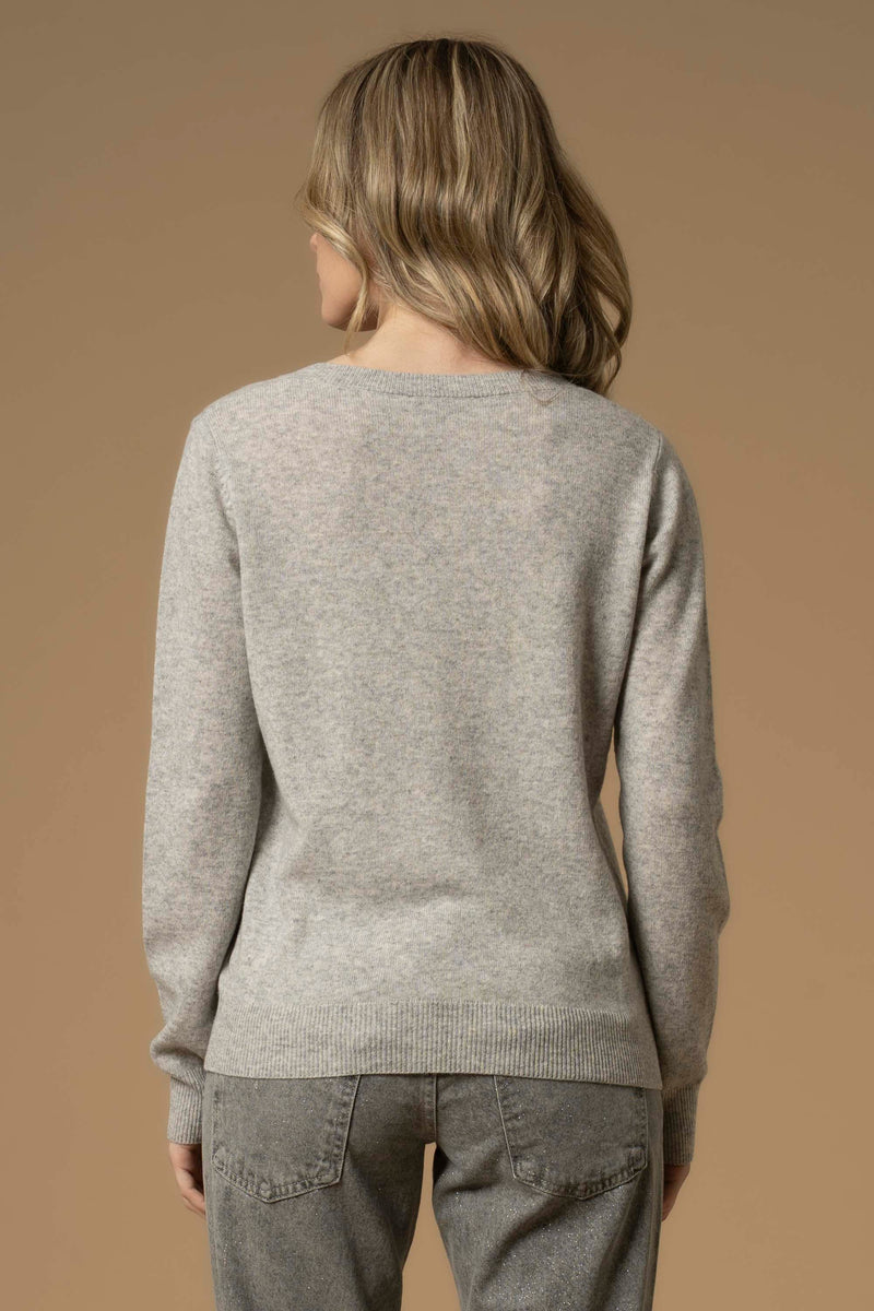 Pull col V avec détails strass - Pull  M/L BERNABE
