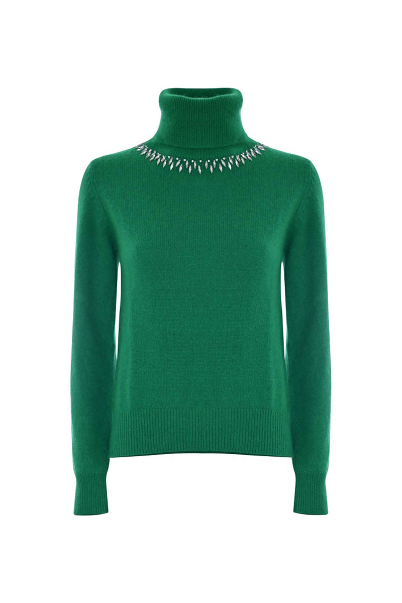Maglia a collo alto con collier in pietre - Maglia M/L Con Applicazione Birk
