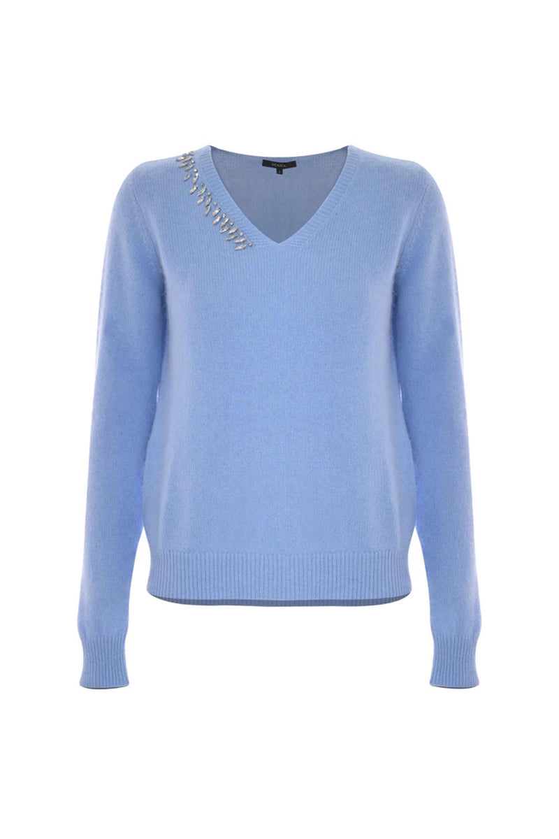 Pull avec col V manches extra longues - Pull  M/L CON APPLICAZIONE BLAKYS