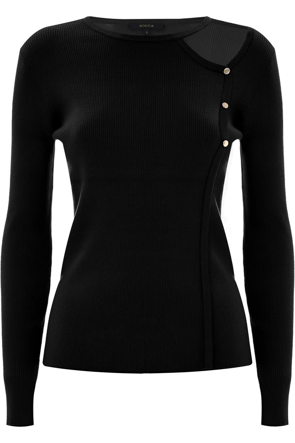 Maglia effetto cut-out con bottoni dorati - Maglia M/L Bredele
