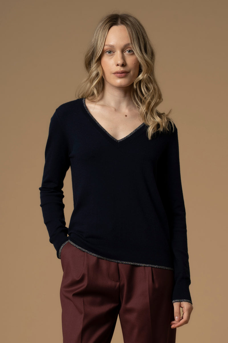 Pull à col V avec liseré - Pull  M/L CHRISTOPHE