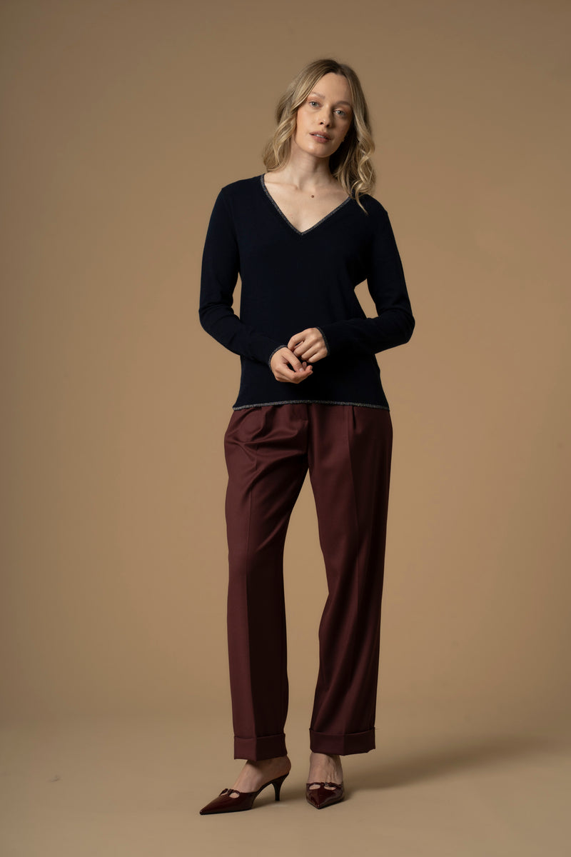 Pull à col V avec liseré - Pull  M/L CHRISTOPHE