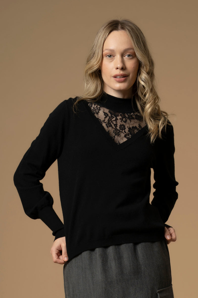 Maglia con inserto in pizzo - Maglia M/L Egeria