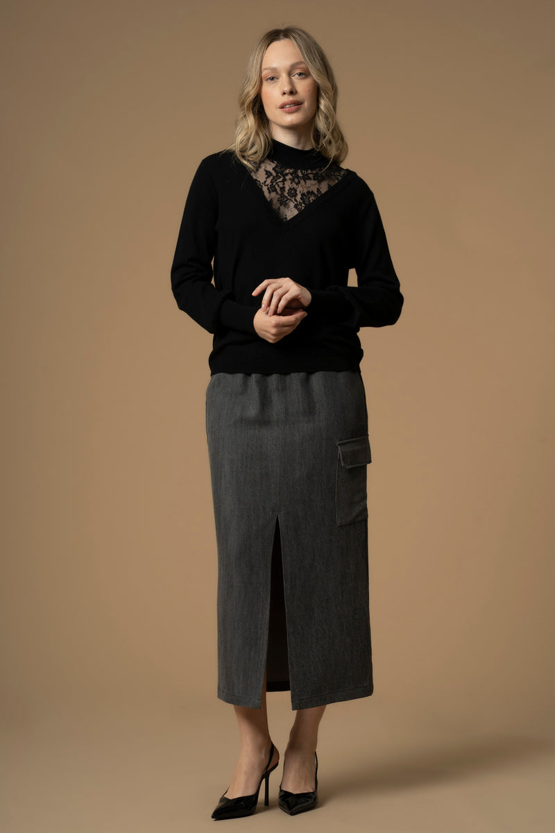 Maglia con inserto in pizzo - Maglia M/L Egeria