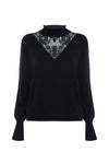 Elegant chic lace detailed v neck sweater - Sweater EGERIA
