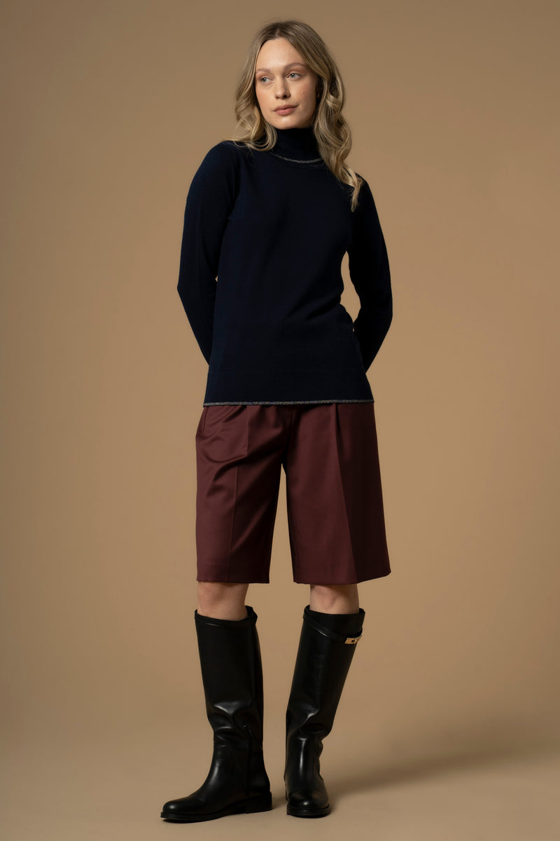 Stylish high necked contrasting edged sweater - Sweater VALLY