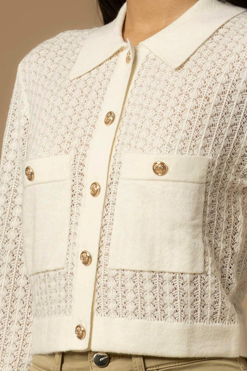 Pull ajouré col chemisier boutonné - Pull  M/L CAMILO