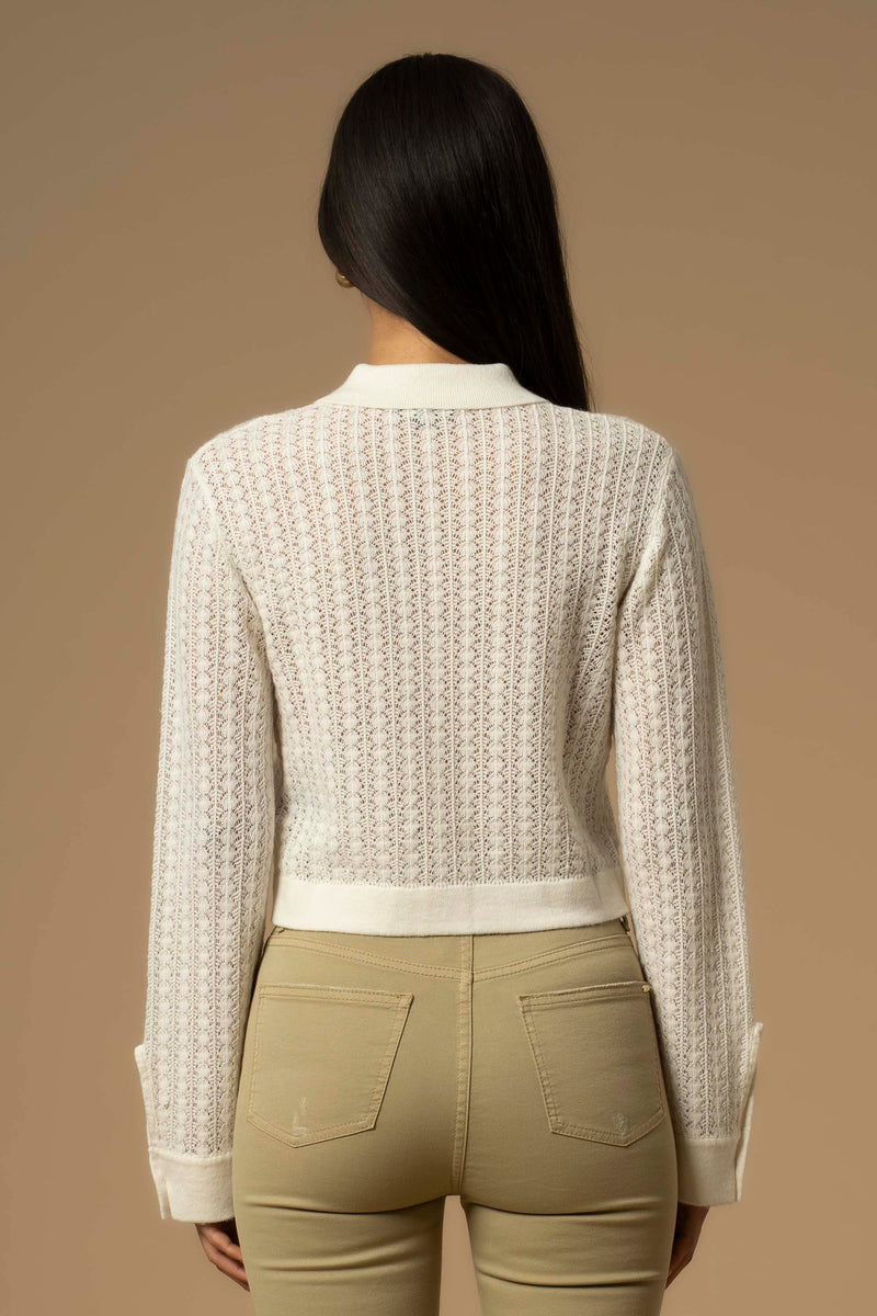 Pull ajouré col chemisier boutonné - Pull  M/L CAMILO