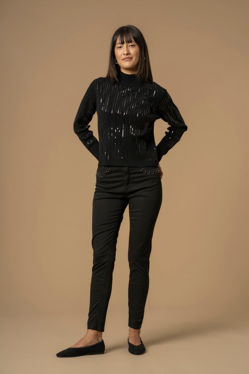 Pull col roulé effet strass - Pull  M/L CLIZIO