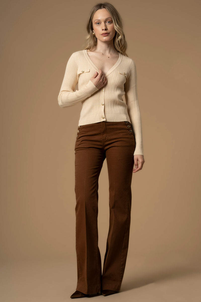 Pull col V avec fermeture centrale boutons - Pull  M/L JUVIENNA