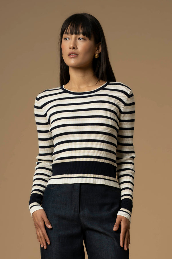Maglia girocollo fantasia a righe - Maglia M/L Marianne