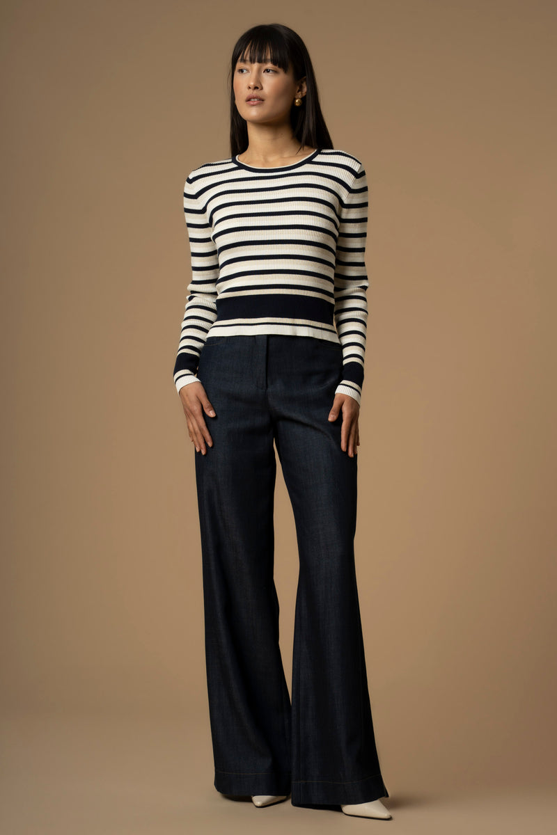 Pull col rond à rayures - Pull  M/L MARIANNE