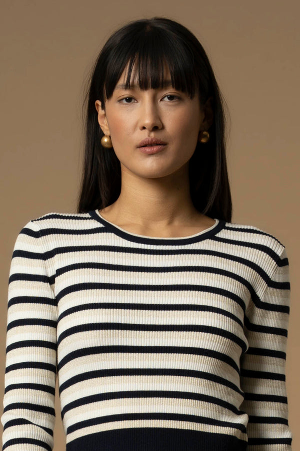 Maglia girocollo fantasia a righe - Maglia M/L Marianne
