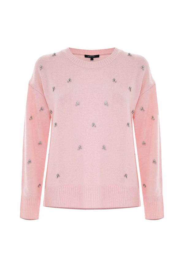 Jersey manga larga detalle strass - Camiseta MARIELINA