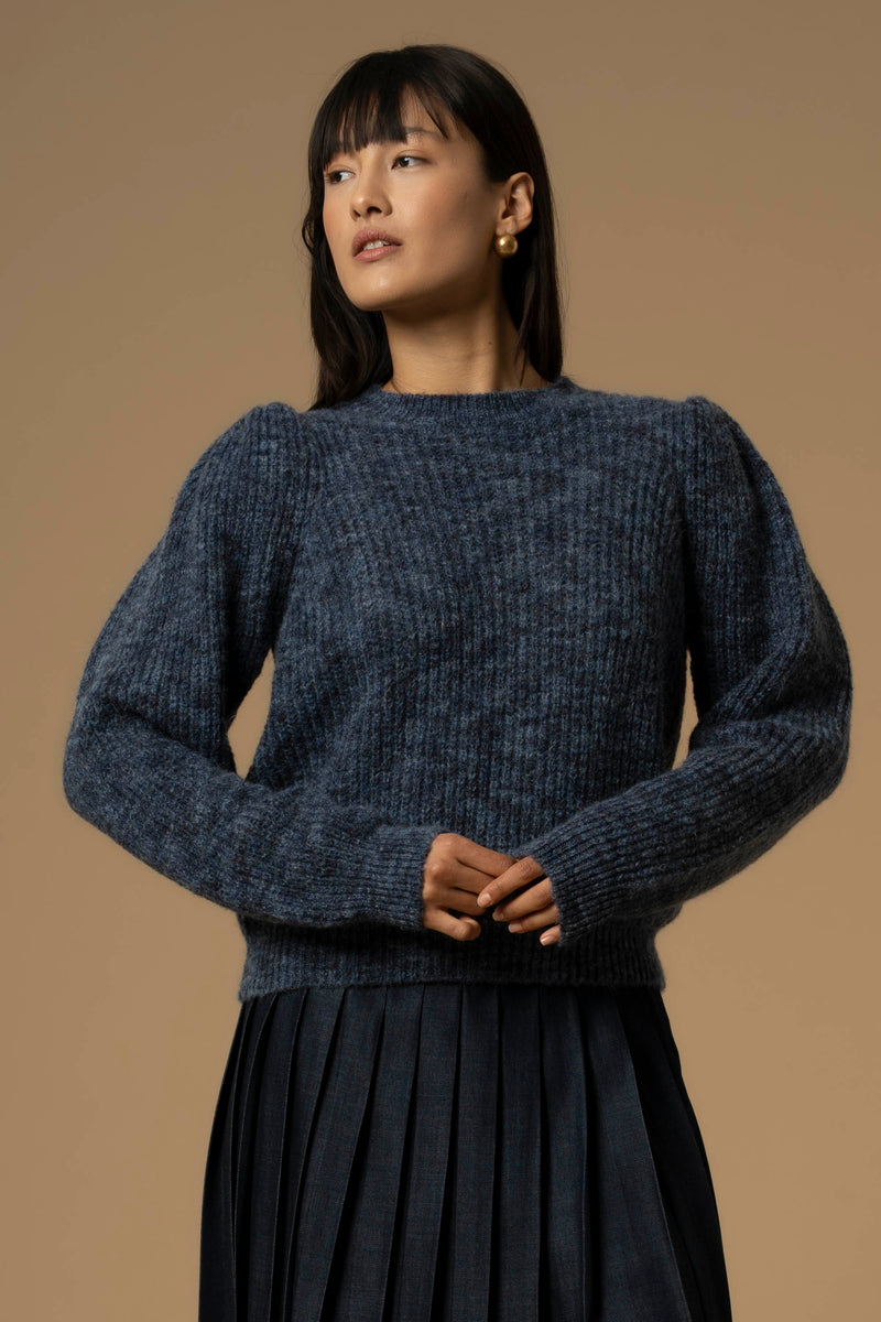 Pull épaules bouffantes col légèrement montant - Pull  M/L ATHALIA