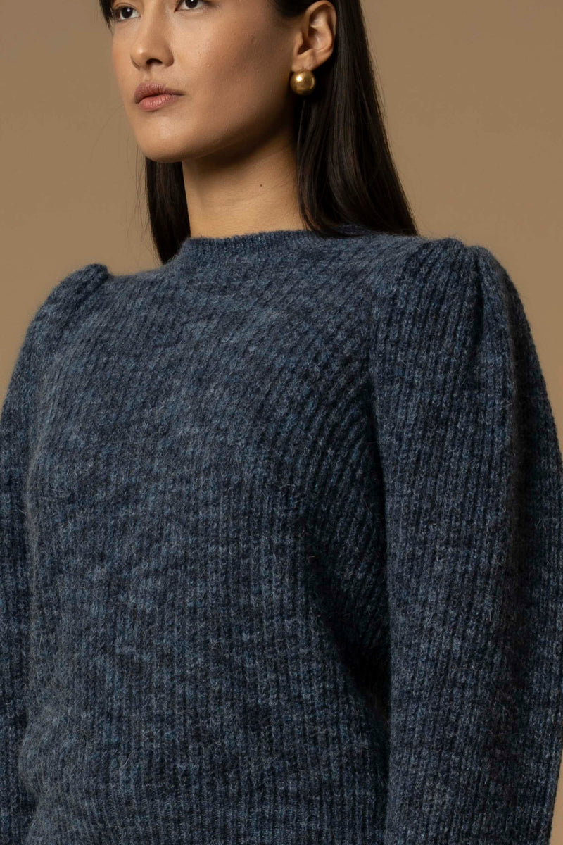 Pull épaules bouffantes col légèrement montant - Pull  M/L ATHALIA