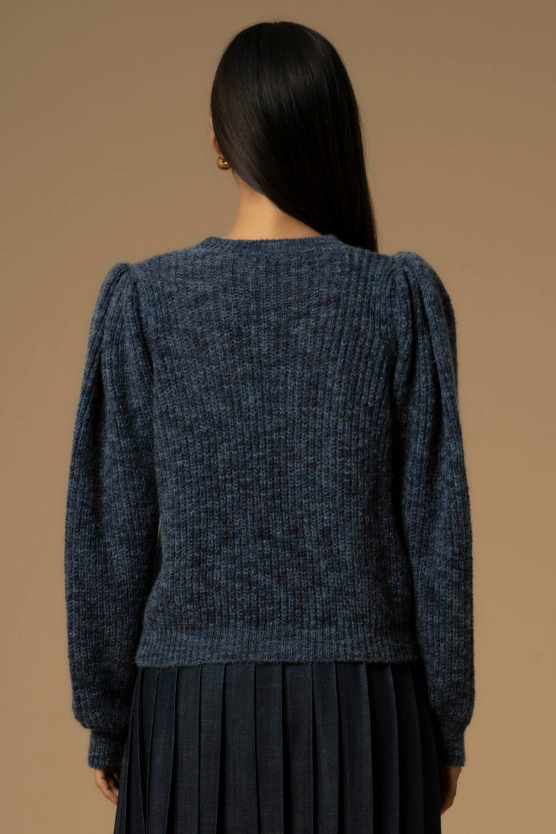 Pull épaules bouffantes col légèrement montant - Pull  M/L ATHALIA