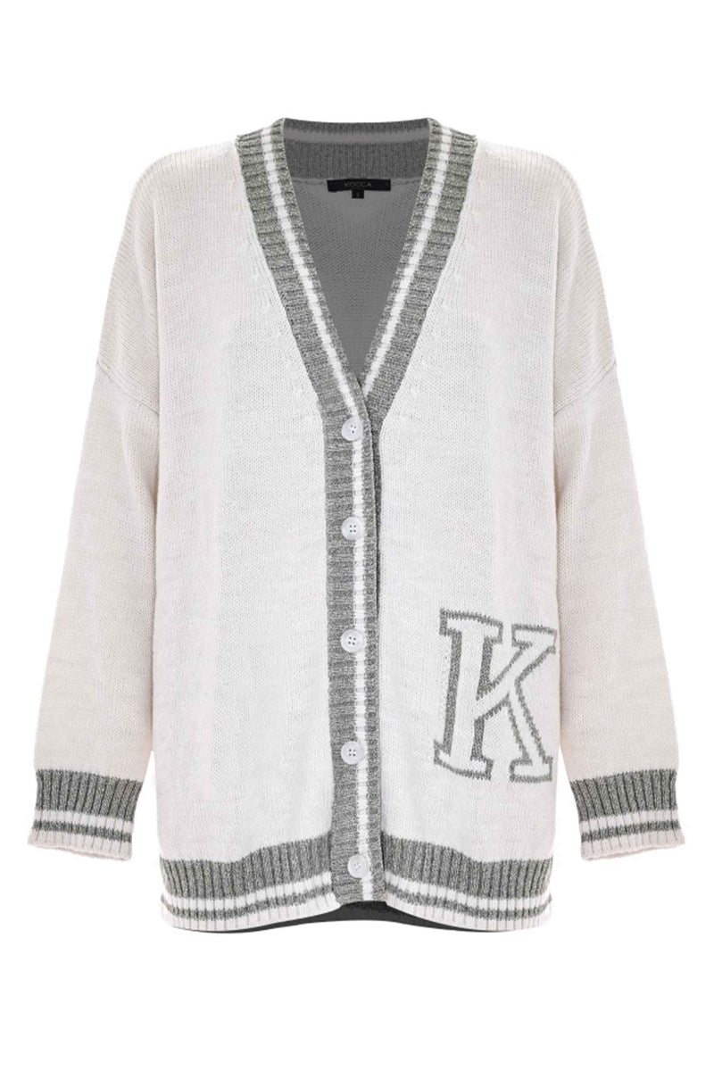 Pull fermeture contrastée et col V - Pull  M/L IESO