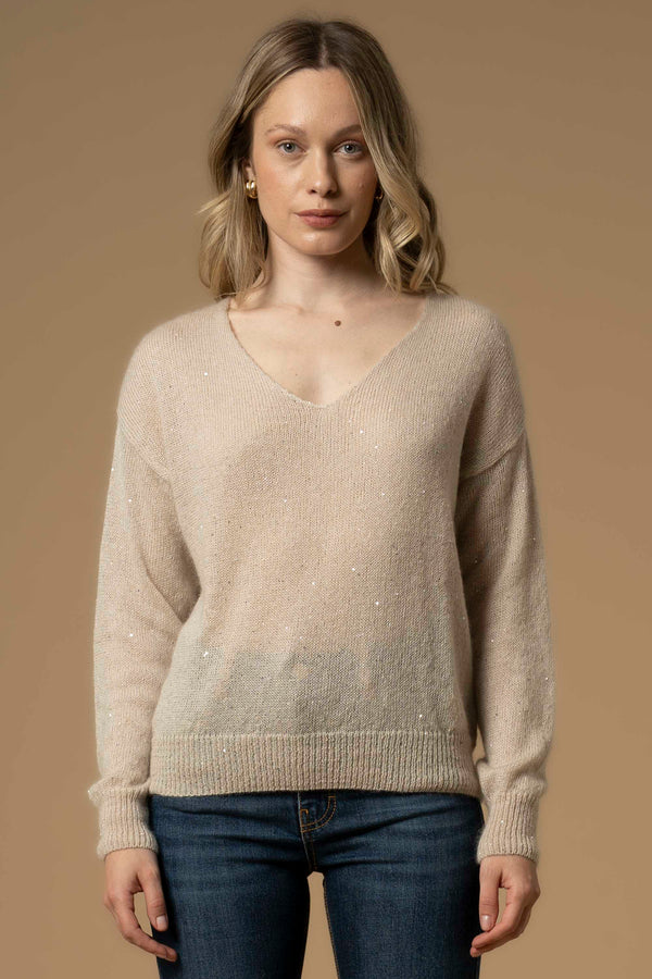 Maglia scollo a V con punti luce - Maglia M/L Iluminada