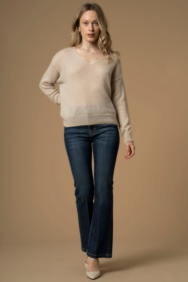Maglia scollo a V con punti luce - Maglia M/L Iluminada