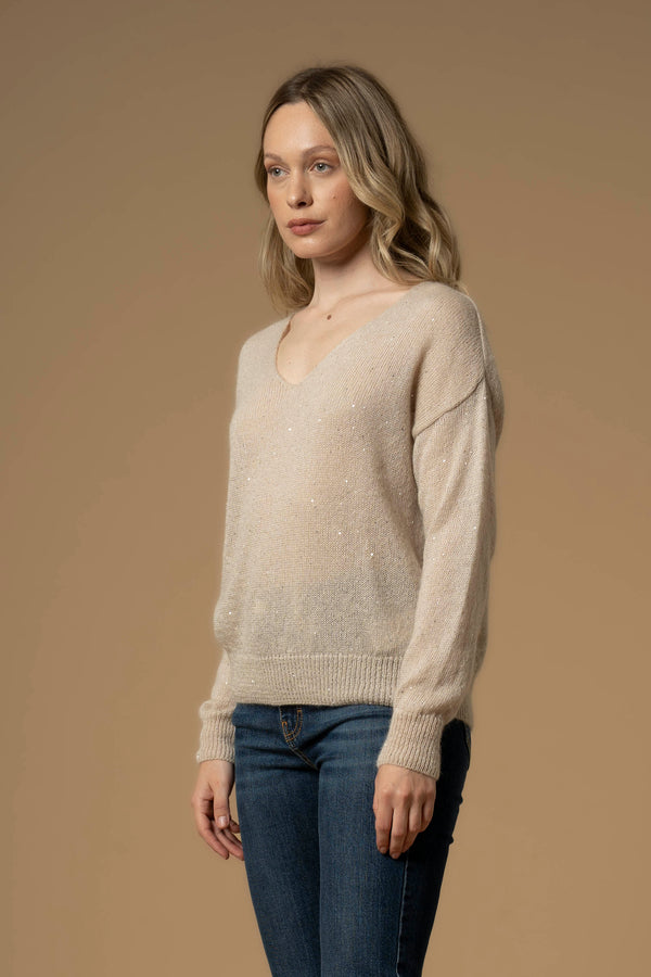 Maglia scollo a V con punti luce - Maglia M/L Iluminada