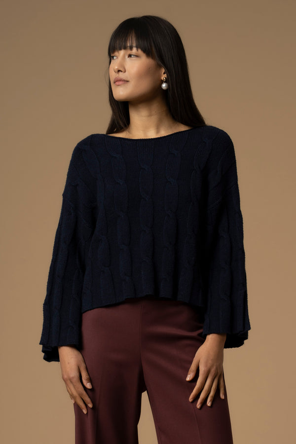 Maglia scollo a barca con trecce - Maglia M/L Beren
