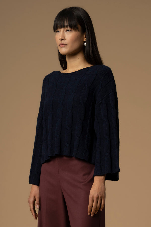 Maglia scollo a barca con trecce - Maglia M/L Beren