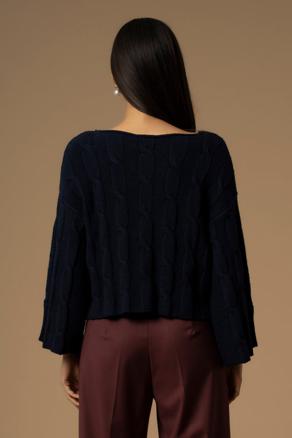 Maglia scollo a barca con trecce - Maglia M/L Beren