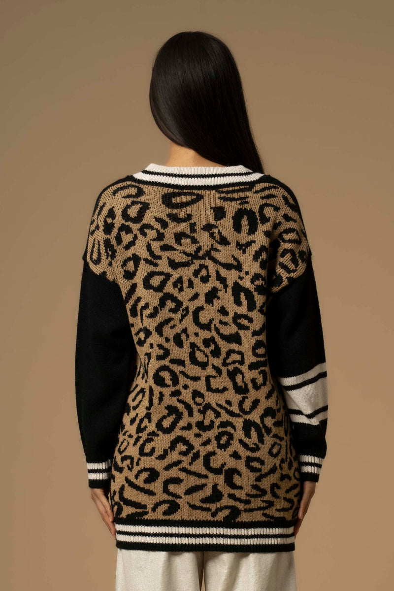 Pull long col V effet contrasté - Pull  M/L PIERDARIA