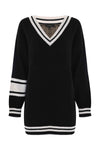 Pull long col V effet contrasté - Pull  M/L PIERDARIA