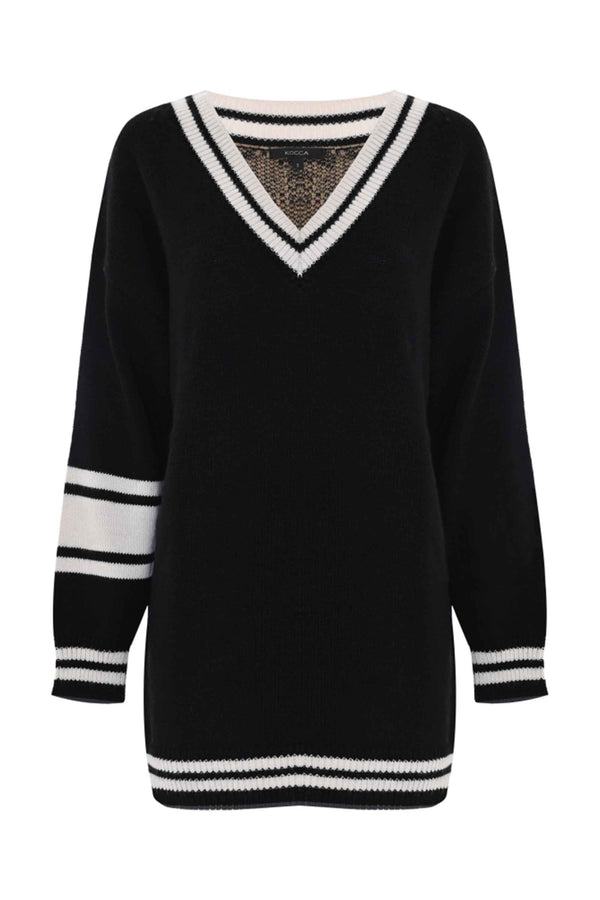 Maglia a V con profili in contrasto - Maglia M/L Pierdaria