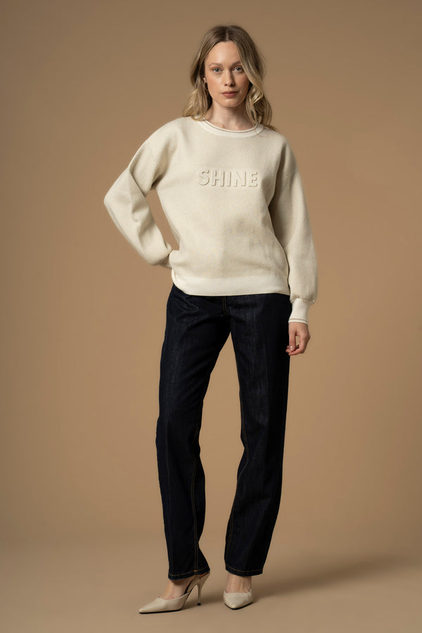 Maglia girocollo con stampa lettering - Maglia M/L Ennona