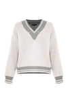 Pull col V avec contraste - Pull  M/L ALIGINA