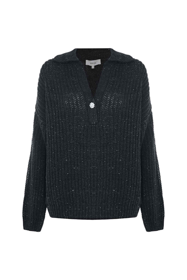 Maglia modello polo con bottone gioiello - Maglia M/L Almerigo
