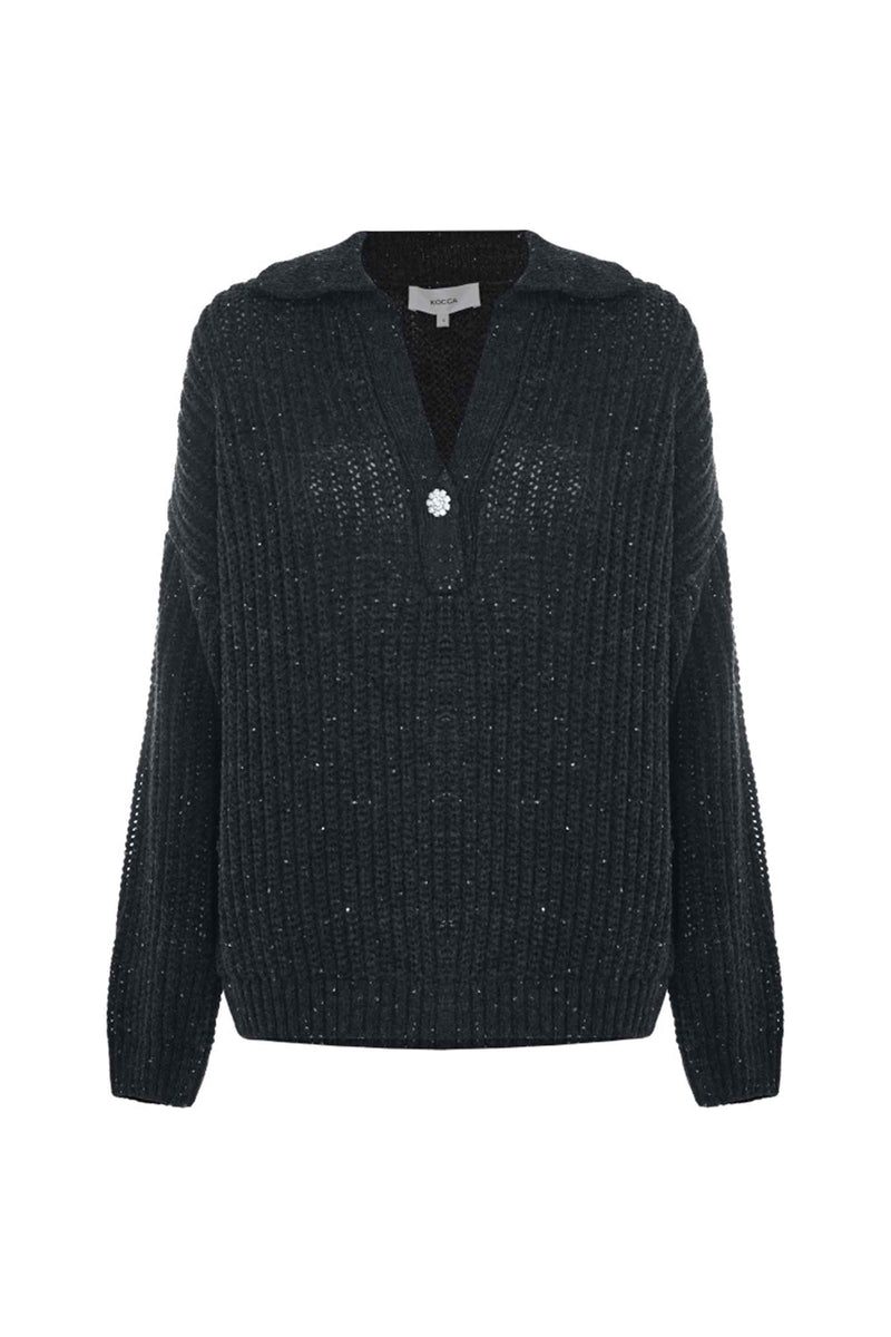 Maglia modello polo con bottone gioiello - Maglia M/L Almerigo