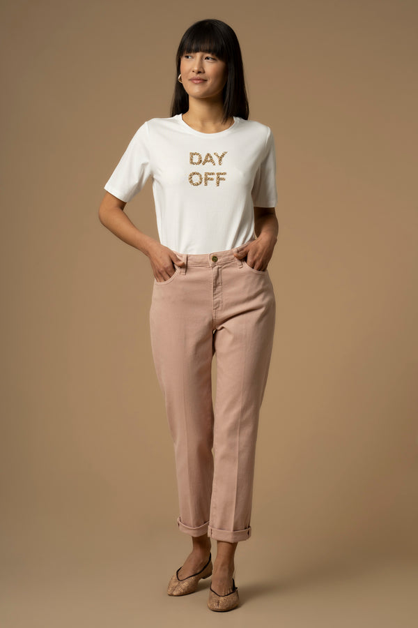 Pantalon coupe Capri avec revers - Pantalon COLOR GRANT