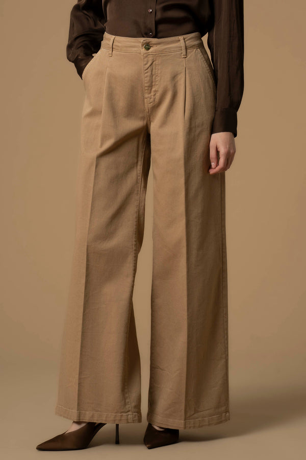 Pantalon large avec pli sur le devant - Pantalon COLOR JUSTIA