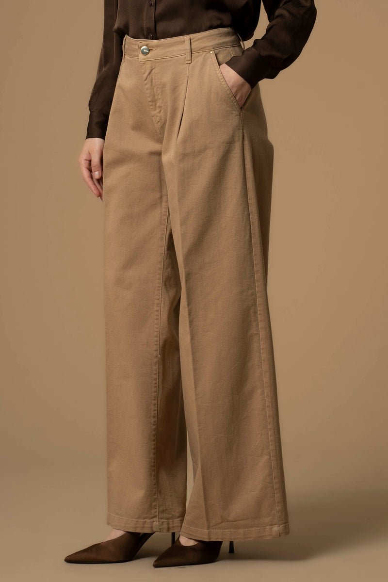 Pantalon large avec pli sur le devant - Pantalon COLOR JUSTIA