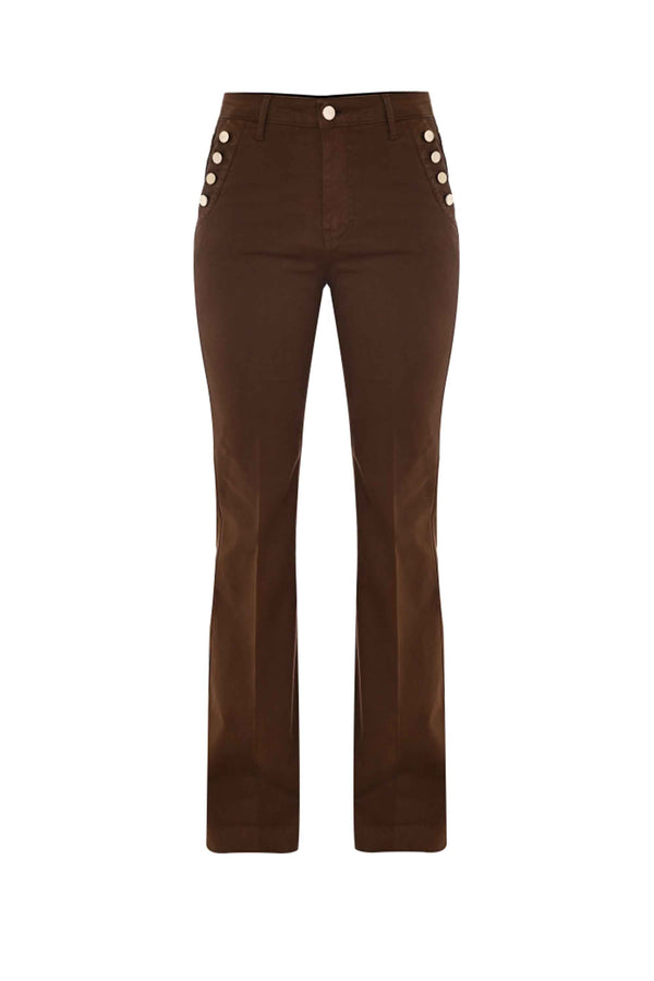 Pantalón acampanado con detalles de botones - Pantalon COLOR ROONEY