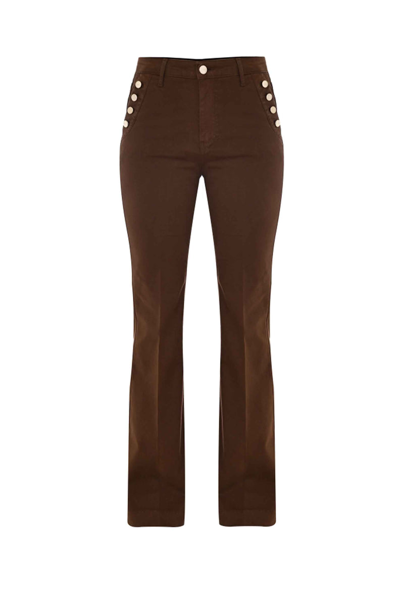 Pantalon coupe bootcut longue avec détails boutons - Pantalon COLOR ROONEY