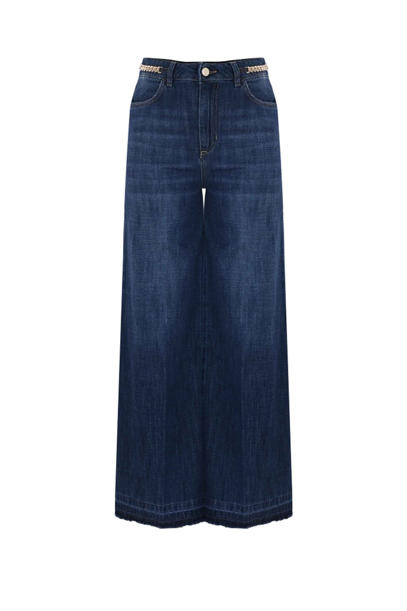 Jeans anchos detalle metálico - Pantalon DENIM CON CATENA LULLACAT