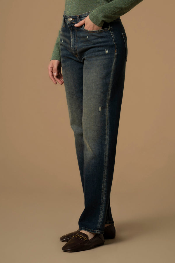 Pantalon jean avec effet délavé - Pantalon DENIM KINZIA
