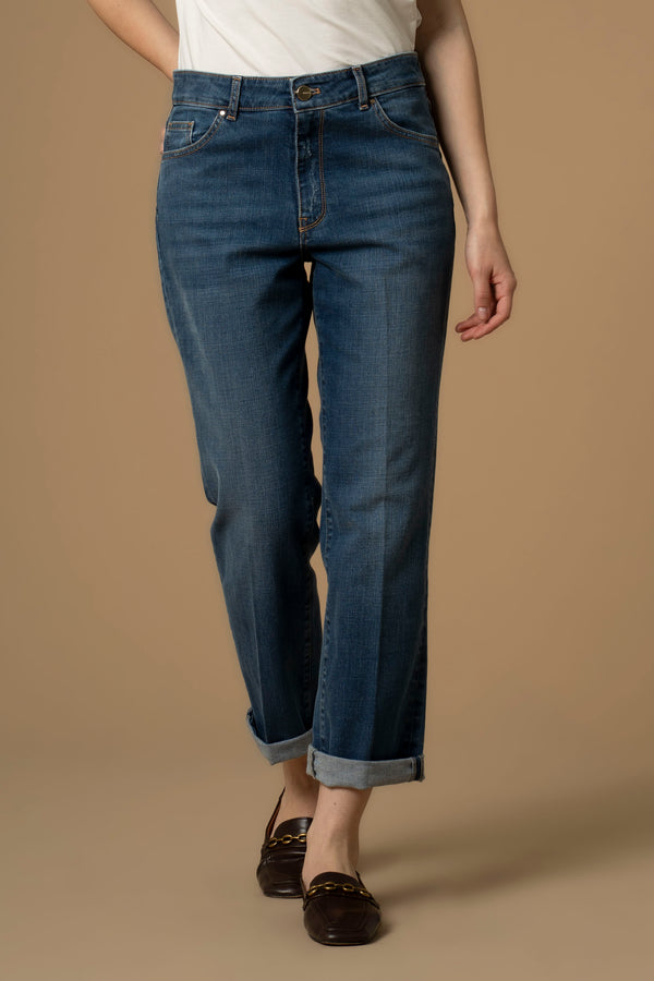 Pantalon longueur Capri avec revers - Pantalon DENIM GRANT